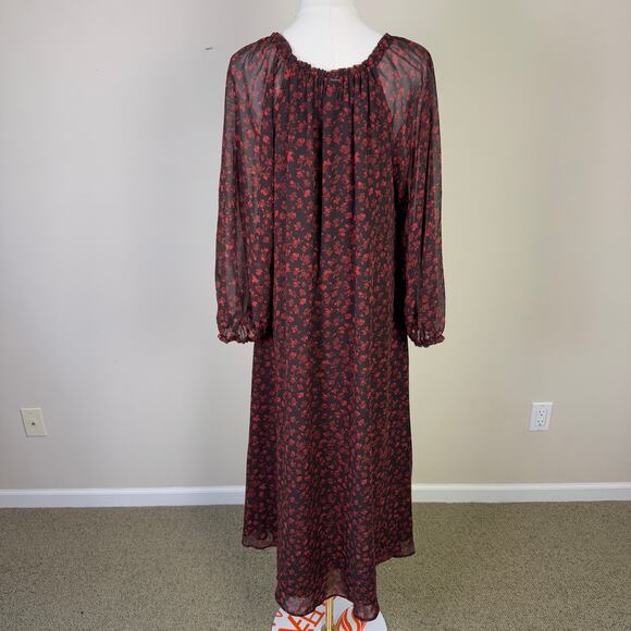 Melrose and Market Floral Chiffon Longsleeve Maxi Dress US Women's S - Picture 3 of 6